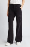 Sanctuary Cotton Blend Reissue Wide Leg Cargo Pants In Black