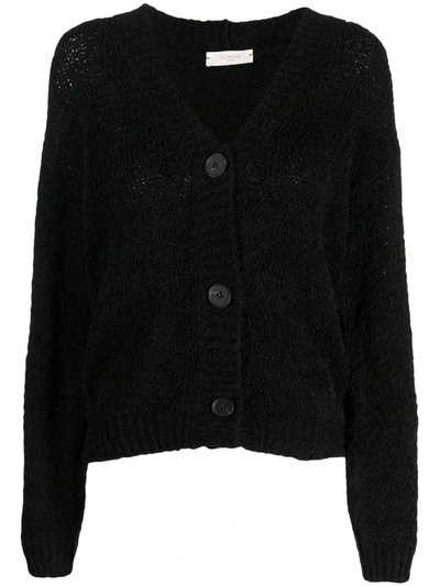 Zanone V-neck Flocked-knit Cardigan In Black