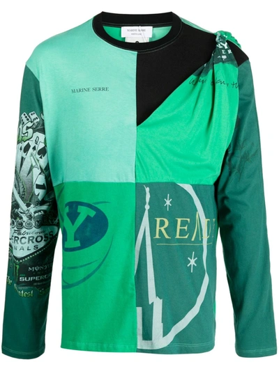 Marine Serre Regenerated Graphic-print T-shirt In Green