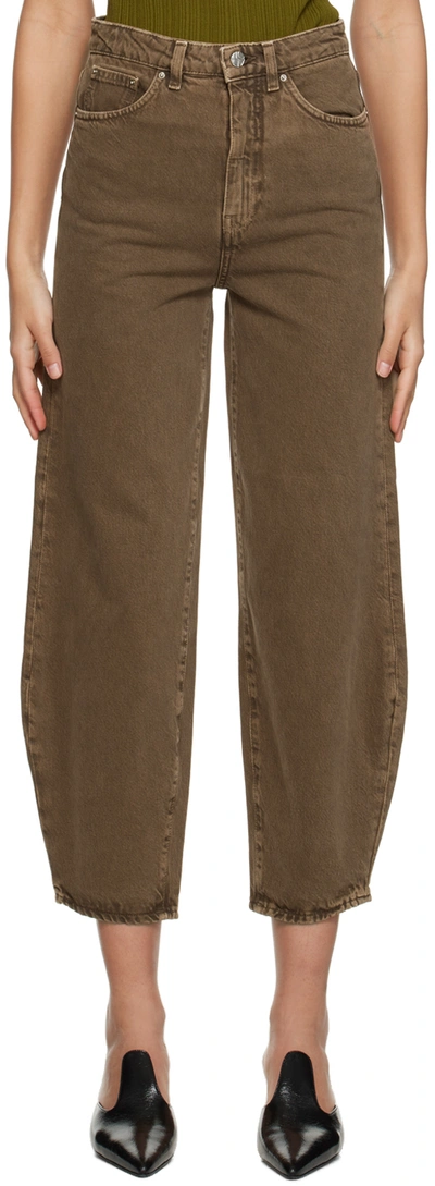 Totême High-rise Organic Cotton Tapered Jeans In Brown