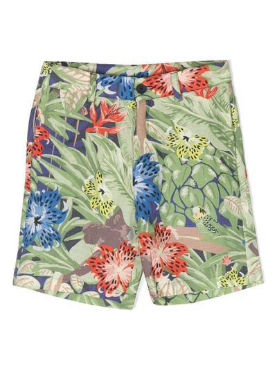 Kenzo Kids' Floral-print Shorts In Navy