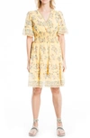 Max Studio Georgette Ditsy Floral Print Tiered Dress In Yellow Blooming Magnolia