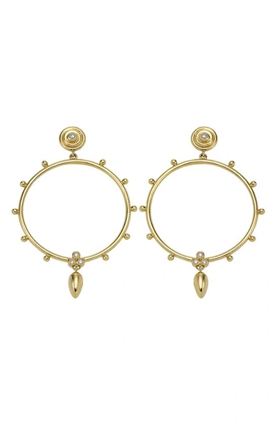 Temple St Clair 18k Yellow Gold Circle Anfora Diamond Earrings