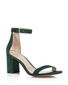 Stuart Weitzman Women's Lessnudist Grosgrain Ankle Strap Sandals In Evergreen