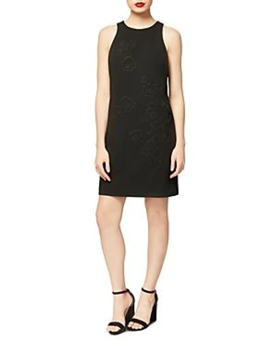 Betsey Johnson Floral-embroidered Dress In Black