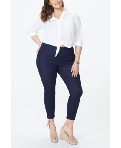 Nydj Plus Size Skinny Ankle Pull-on Side Slit Jeans In Rinse