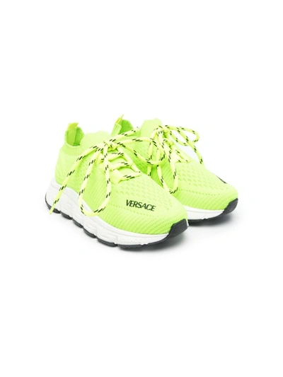 Versace Kids' Trigreca Low-top Sneakers In Green