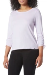 Andrew Marc Three-quarter Sleeve Cinched T-shirt In Hydrangea