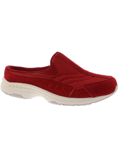 Easy Spirit Travel Time 90 Womens Suede Slip On Walking Shoes In Red