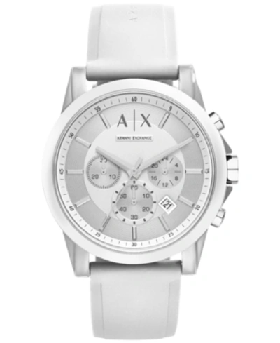 Armani Exchange Ax  Unisex Chronograph White Silicone Strap Watch 44mm Ax1325