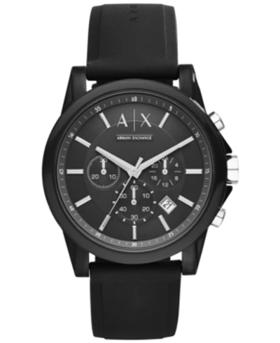 Armani Exchange Ax  Unisex Chronograph Black Silicone Strap Watch 44mm Ax1326