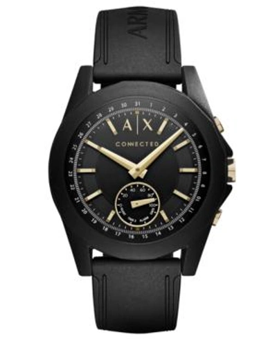 Armani Exchange Ax  Men's Connected Black Silicone Strap Hybrid Smart Watch 44mm