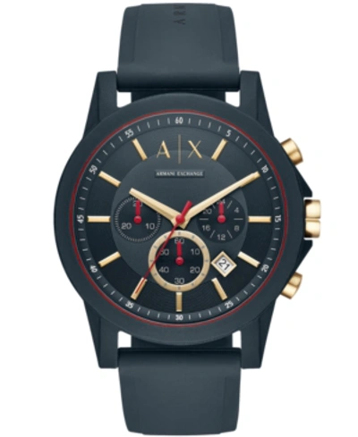 Armani Exchange Men's Chronograph Blue Silicone Strap Watch 47mm In No Color