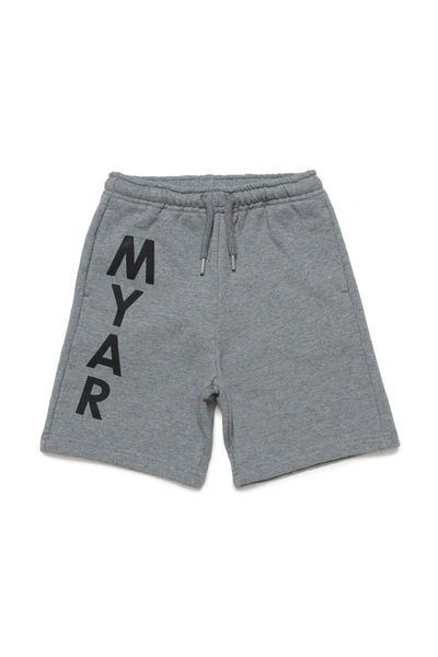 Myar Kids' Grey Deadstock Fleece Shorts With Vertical Logo