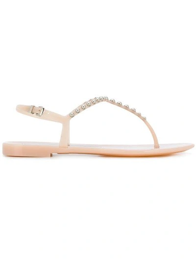 Sergio Rossi Embellished Thong Sandals In Neutrals
