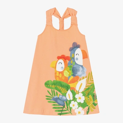 Mayoral Babies' Girls Coral Orange Tropical Cotton Dress