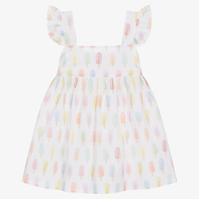 Paloma De La O Babies'  Girls White Cotton Lollipop Dress