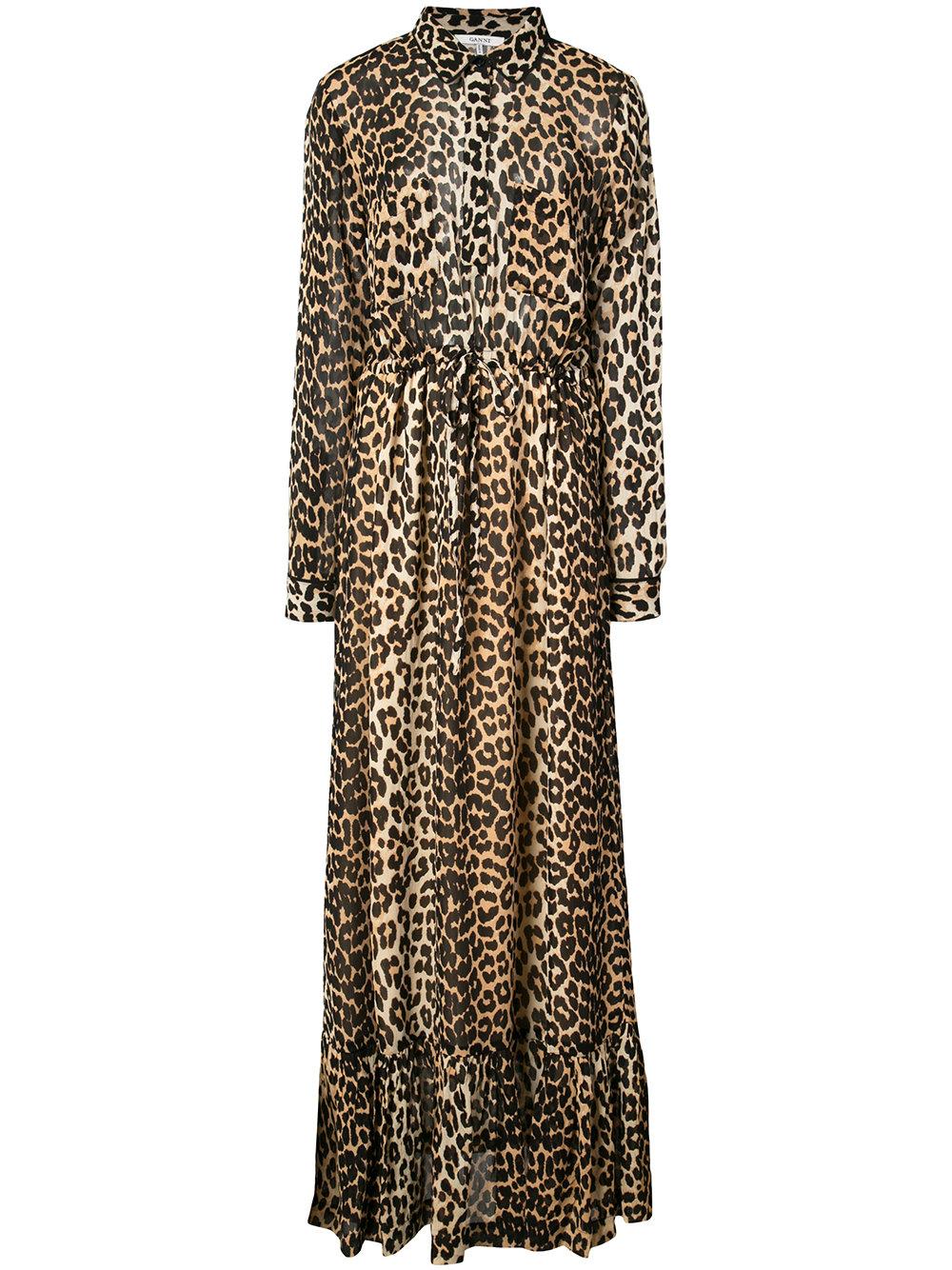 ganni leopard maxi dress