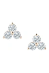 Cz By Kenneth Jay Lane Triple Round Cz Pyramid Stud Earrings In Clear/gold