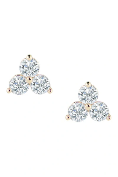 Cz By Kenneth Jay Lane Triple Round Cz Pyramid Stud Earrings In Clear/gold