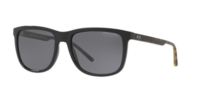 Armani Exchange Polarized Grey Square Mens Sunglasses Ax4070s 815881 57 In Black / Grey