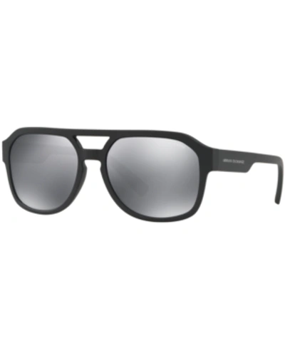 Armani Exchange Light Grey Mirror Black Aviator Mens Sunglasses Ax4074s 80786g 57
