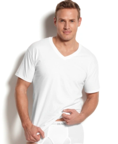 Hanes Men's Platinum Freshiq Underwear,5 Pack V-neck Undershirts In White