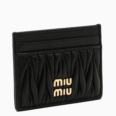 Miu Miu Sage Matelassé Leather Cardholder In Black