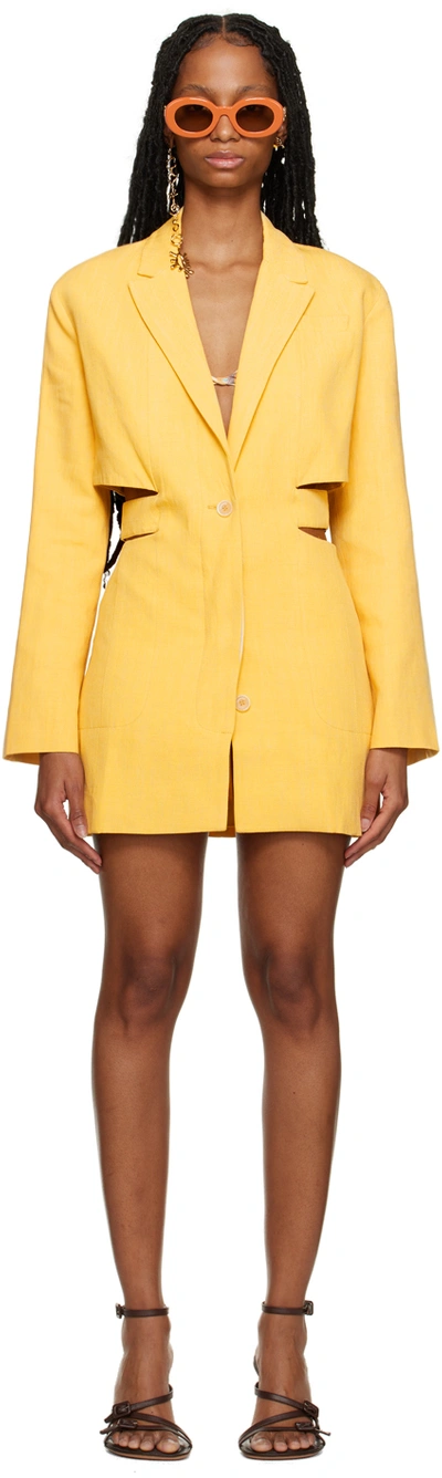 Jacquemus La Dressing Gown Bari Blazer Yellow Mini Dress