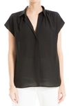 Max Studio Collared Textured Blouse In Black