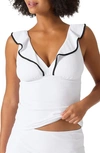 Tommy Bahama Island Cays Cabana Ruffle Tankini Top In White