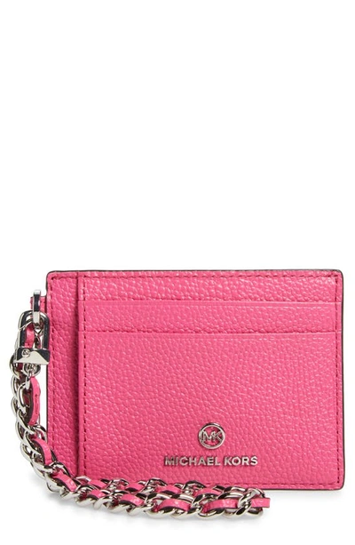 Michael Kors Jet Set Charm Small Leather Card Case In Cerise