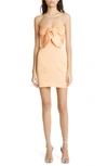 Ramy Brook Orion Satin Bodice Strapless Minidress In Peach