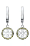 Tory Burch Women's Miller Silvertone & Crystal Logo Drop Earrings