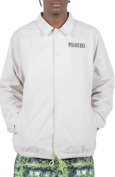 Pleasures Graphic-print Button-up Jacket In Off White