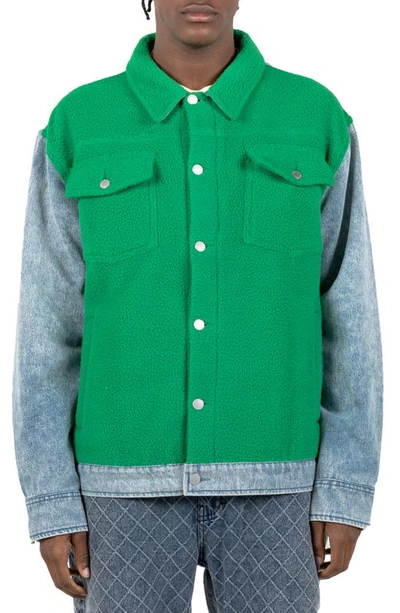 Pleasures Fried Trucker Jacket In Green