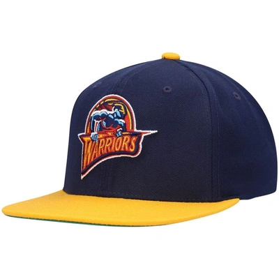 Mitchell & Ness Men's  Navy, Gold Golden State Warriors Hardwood Classics Team Two-tone 2.0 Snapback In Navy,gold