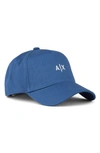 Armani Exchange Small Embroidered Logo Baseball Cap In Azure