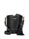 Milly Tasseled Leather Bucket Bag In Black