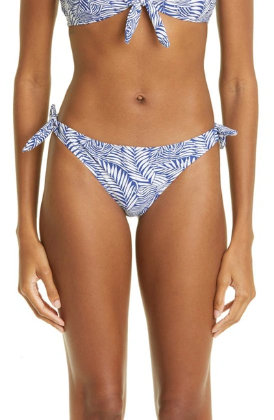 Lemlem Palm Leaf Side Tie Bikini Bottoms In Royal Blue