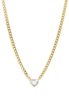 Shymi Fancy Bezel Pendant Necklace In Gold/ White/heart