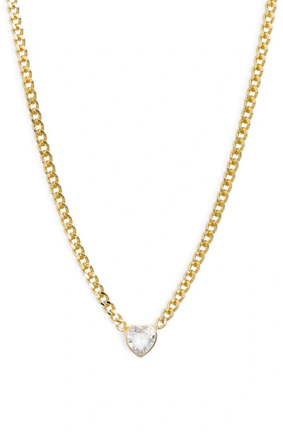 Shymi Fancy Bezel Pendant Necklace In Gold/ White/heart