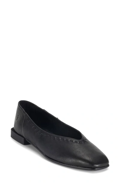 Frye Claire Flat In Black - Oyster Leather