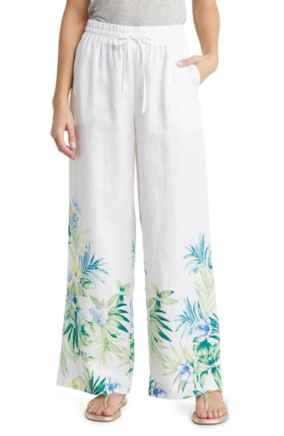 Tommy Bahama Tropical Retreat Wide Leg Linen Pants In White