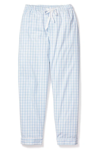 Petite Plume Gingham Woven Cotton Pyjama Trousers In Blue