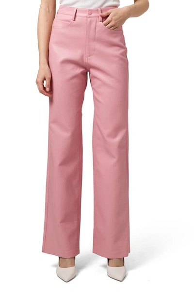 Wayf Faux Leather Straight Leg Pants In Pink