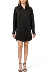 Wayf Floral Jacquard Long Sleeve Shirtdress In Black