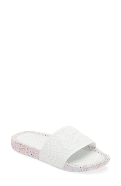 Apl Athletic Propulsion Labs Big Logo Techloom Knit Sport Slide In White/ Impulse Red/ Blue Haze