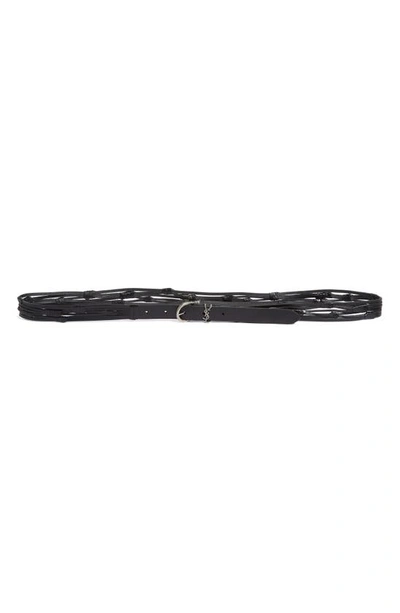 Saint Laurent Knotted Leather Belt In Nero