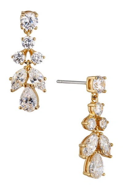 Nadri Cubic Zirconia Cluster Drop Earrings In Gold